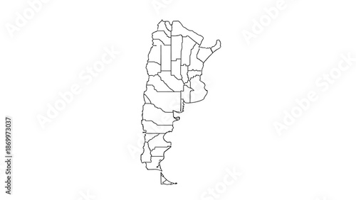 Geographical vector outline map of Argentina, precisely illustrating all its provinces and administrative divisions. Ideal for educational resources, cartography, and infographic designs