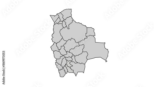 Detailed vector map outline of a South American country, showcasing its internal political subdivisions and geographical structure in a clear, illustrative format for educational and design purposes