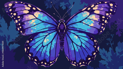 A butterfly wing scale pattern zoomed in. Iridescent blue and purple tiles. Abstract nature vector