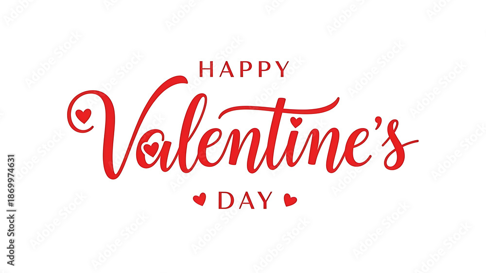 Fototapeta premium Happy valentines day greeting with red hearts on white background