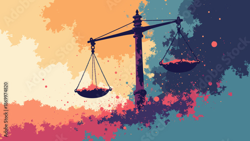 A chaotic pendulum double exposure. Order vs Chaos concept. Abstract geometric lines