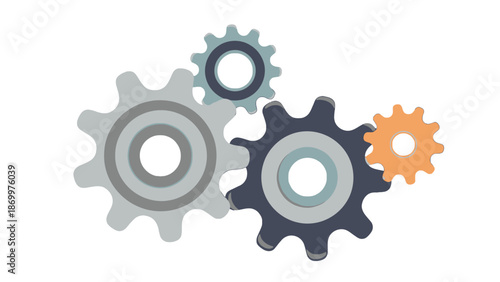 Interconnected Gears in Various Colors and Sizes.