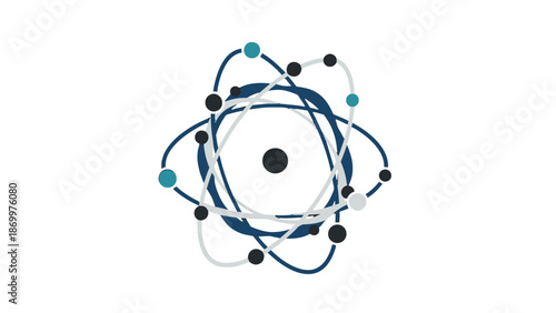 Atomic Structure Illustration with Electrons and Nucleus.