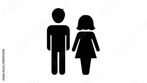 Simple black silhouettes of a man and woman standing together.
