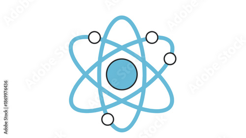 Simplified illustration of an atom with orbiting electrons.
