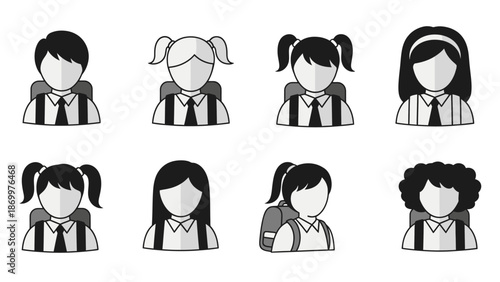 Diverse group of students with backpacks and uniforms.