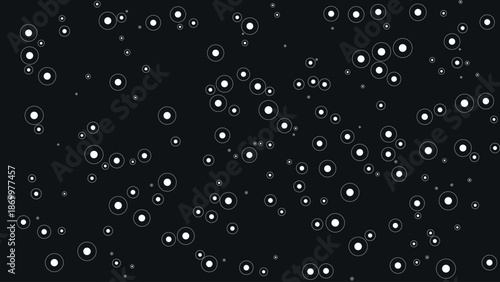 Scattered White Dots and Circles Pattern on Dark Field for Technology Graphics