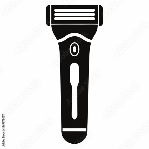 Black and white illustration of a three blade razor