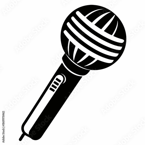 Black and white microphone icon singing karaoke music vocal performance