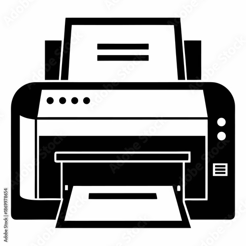 Black and white printer icon office equipment technology print machine document paper inkjet laser