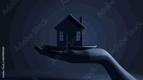 3D Hand Holding House Real Estate Vector Concept