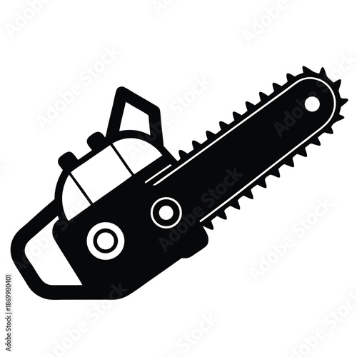 Industrial Chainsaw Tool Silhouette Vector for Forestry Industry and Tree Felling