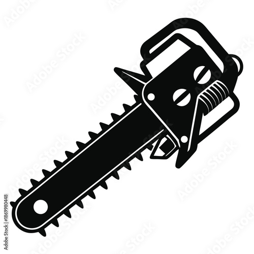Professional Woodcutter Chainsaw Silhouette Icon for Logging and Timber Harvesting