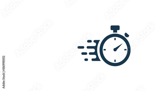 A stopwatch icon with motion lines indicating speed on a for concepts of time, urgency, and efficiency in design