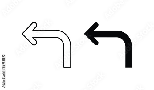 Two curved arrows pointing right in black and white