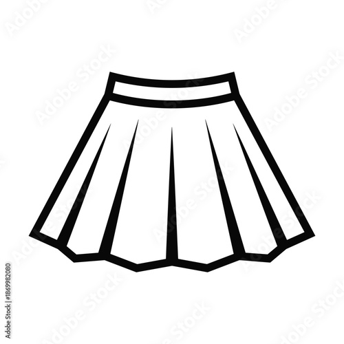 Black and white illustration of a pleated skirt