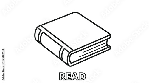 Obraz na plátně Simple illustration of a book with the word read displayed below it