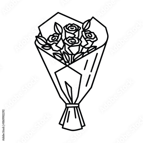 Black and white bouquet of roses illustration