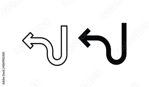 Black and white arrows turning left in opposite directions