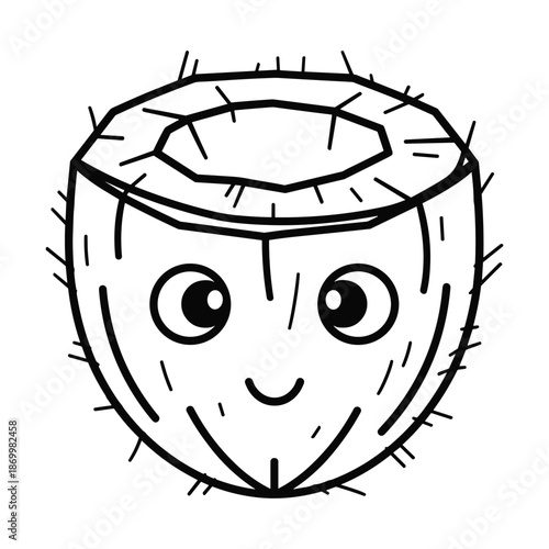 Happy coconut with smiling face illustration