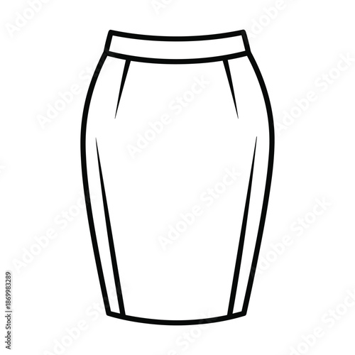 White pencil skirt illustration isolated on white background