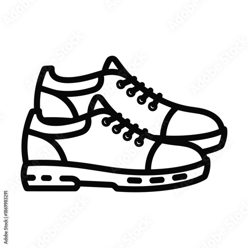 Black and white illustration of a pair of sneakers