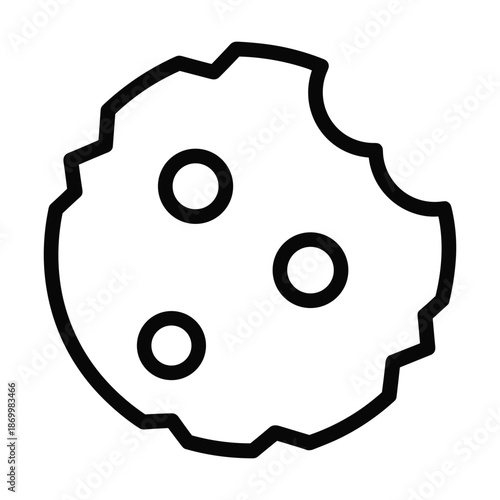 Chocolate chip cookie outline simple icon