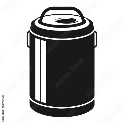 Insulated Stainless Steel Drink Cooler Icon in Black and White Silhouette Style for Outdoor Activities