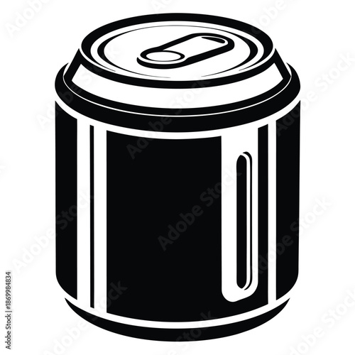 Black and White Insulated Can Cooler Vector Graphic for Beverage Branding and Mockup Design