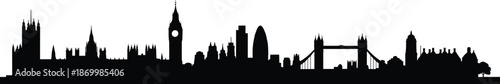 London city skyline silhouette with Big Ben and Tower Bridge