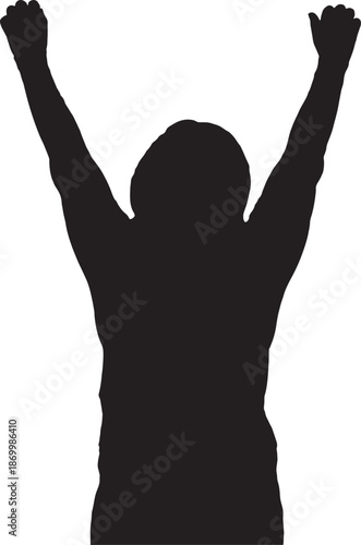 vector, silhouette of a  woman with arms raised