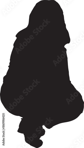 vector,silhouette of a rear view of woman squatting