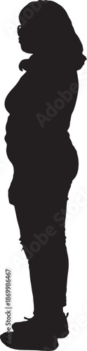 vector,silhouette of side view of a woman standing