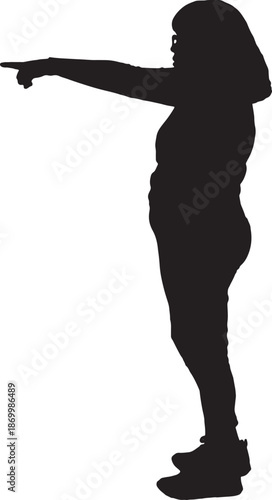 vector,  silhouette of a woman pointing a finger at the front