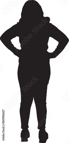 vector,silhouette of back view of a woman with hands on waist