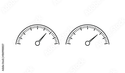 Two gauge meters with dials and needles on a for measurement or speed indication