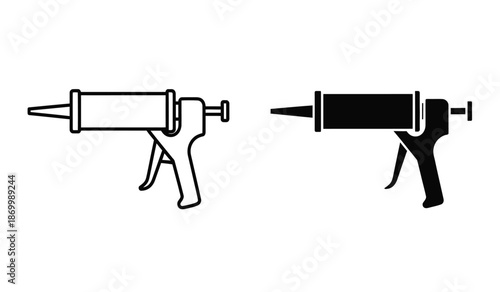 Two caulking guns one black and one outlined in black