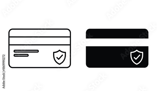 Two credit card icons with shield and checkmark on for secure payment