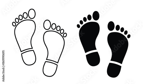 Black and white footprints with socks on for design