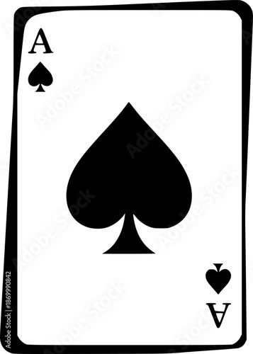 Card Silhouette – Black Vector Illustration, Ace of Spades, Playing Card, Game, Gambling, Casino, Minimal Clipart, Editable Vector Design.