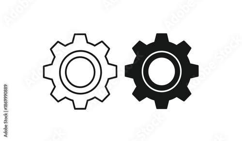 Black and white gear icons for mechanics or industry
