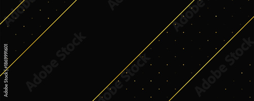 Dark background with golden lines and glittering dots
