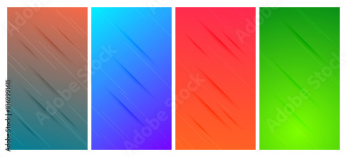 Set of abstract gradient backgrounds with lines