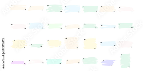 Quotation Mark with Soft Stroke backdrop. Graphic Abstract Speech Bubble Template. Isolated Text Remark Literature Nephrographic Element. Pastel Stroke and Comma Punctuation Double Sign. 