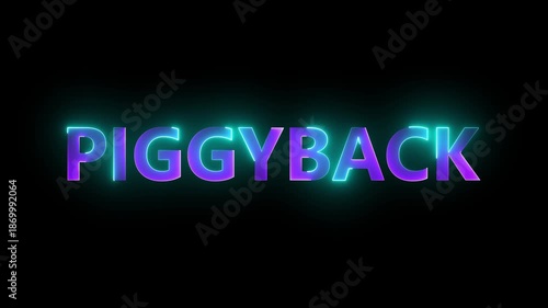 Neon line Piggyback text animation with black background
