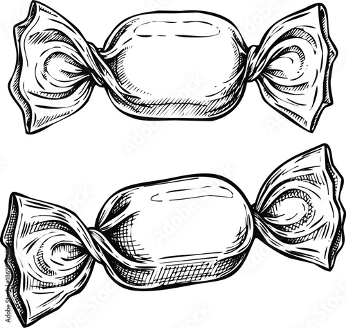 Illustrated wrapped candies Vector