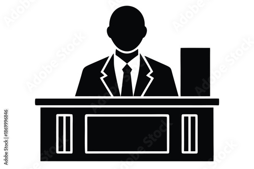 bank teller vector icon silhouette