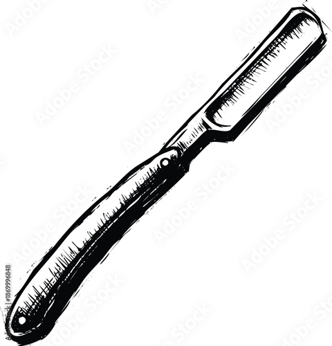 Black and white straight razor illustration Vector