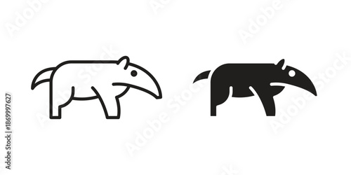 Ant eater icons for design. Easily editable stroke. Modern flat design.