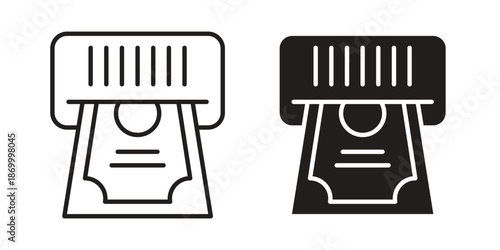 atm cash icons for design. Easily editable stroke. Modern flat design.